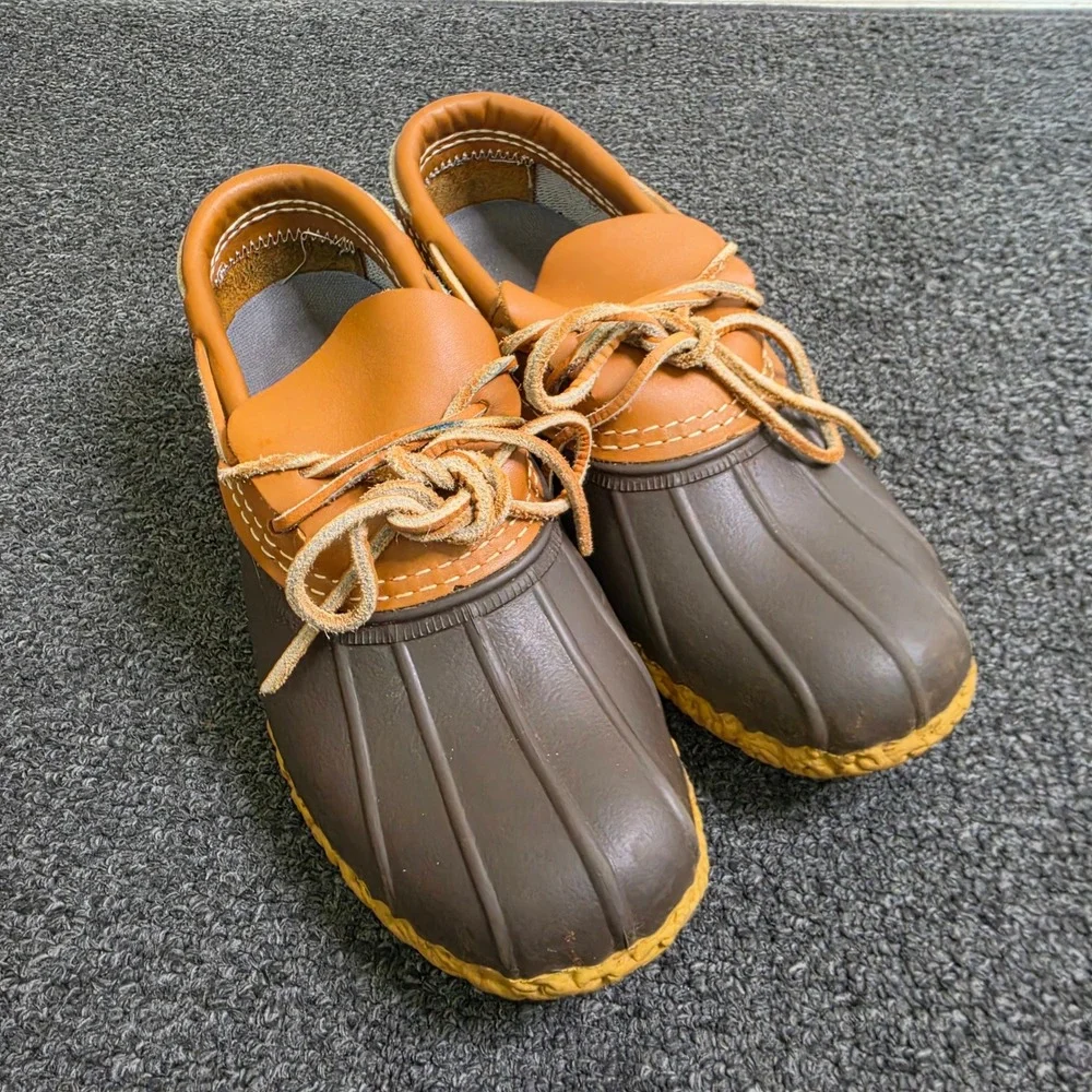 L.L. Bean Rubber Moc Duck Boots Brown Mens 7M Gum Sole Waterproof Moccasins Hunt